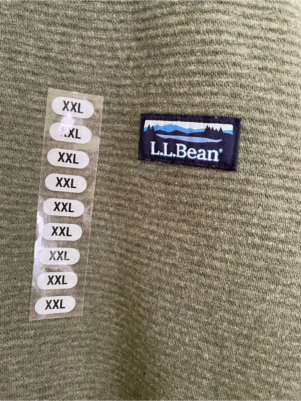 L.L. Bean Men's Olive Green Lakewashed Double Knit Quarter-Zip Pullover